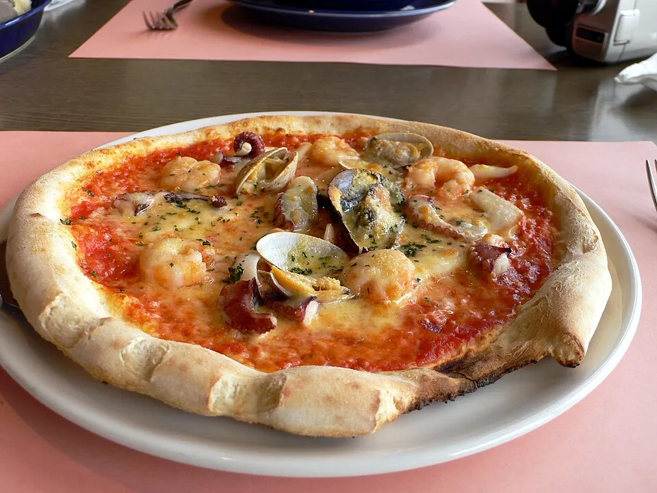 Seafood pizza